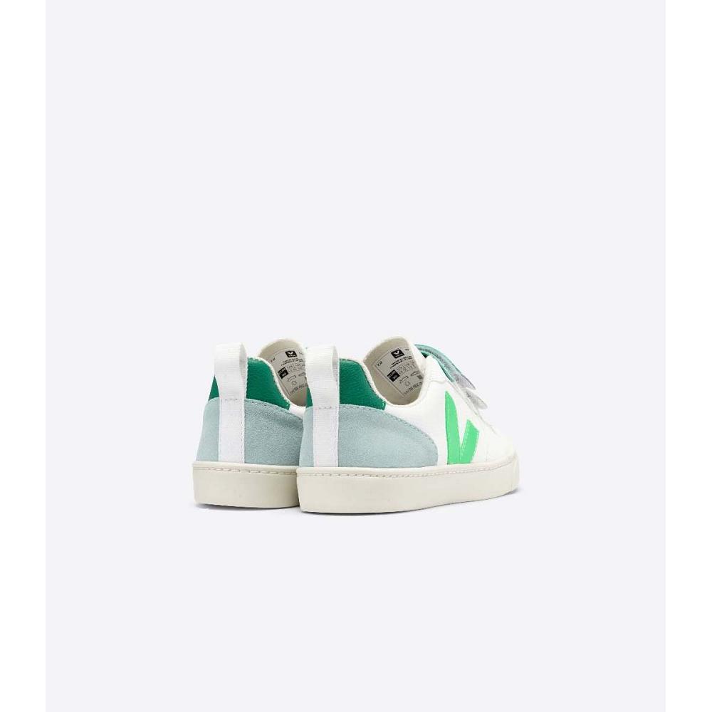 Veja V-10 CHROMEFREE Kids' Shoes White/Green | CA 741MQZ